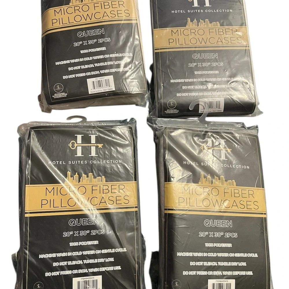 S New 4 Sets Hotel Suites Collection Queen Microfiber Pillowcases